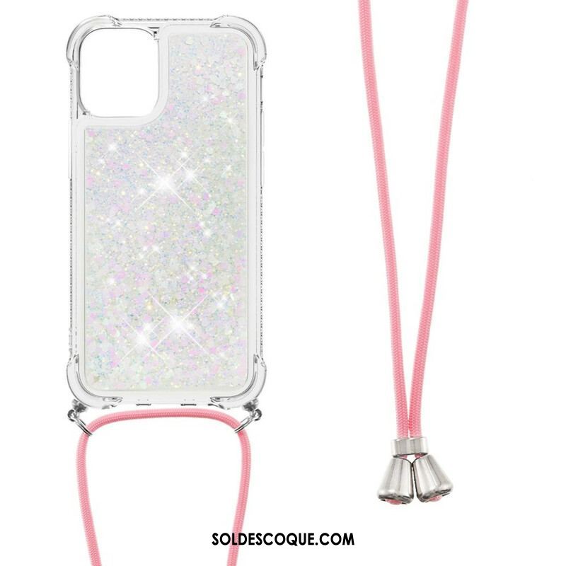 Coque iPhone 13 Pro Paillettes avec Cordon