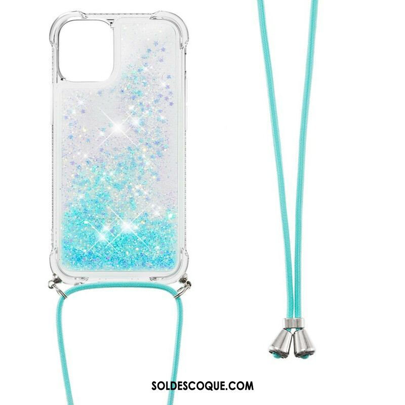 Coque iPhone 13 Pro Paillettes avec Cordon