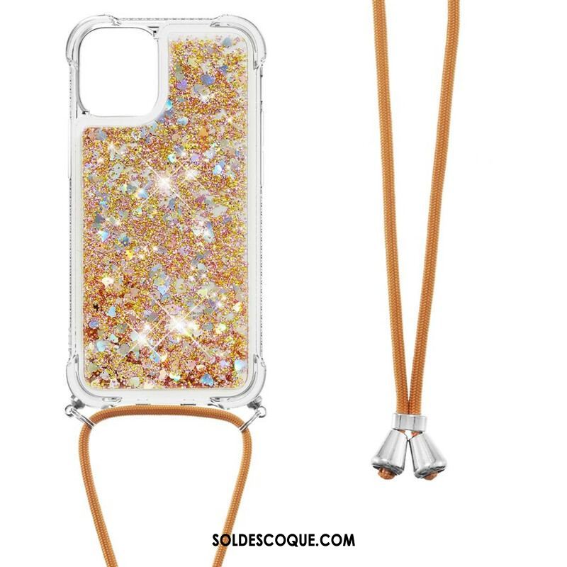 Coque iPhone 13 Pro Paillettes avec Cordon