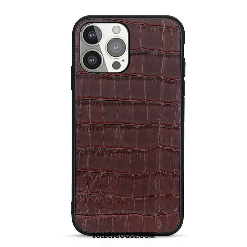 Coque iPhone 13 Pro Véritable Cuir Texture Crocodile