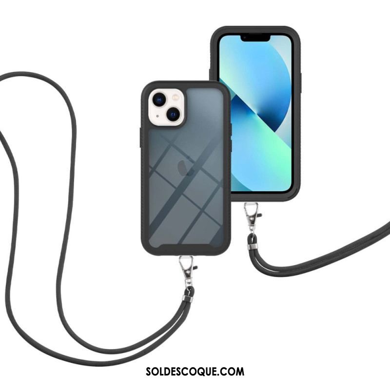 Coque iPhone 14 Hybride avec Cordon et Contour coloré