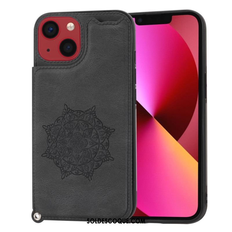 Coque iPhone 14 Mandala Porte-Cartes à Lanière