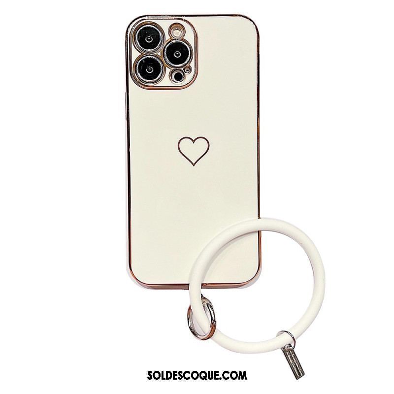 Coque iPhone 14 Plus Coeur avec Lanière Style Anneau