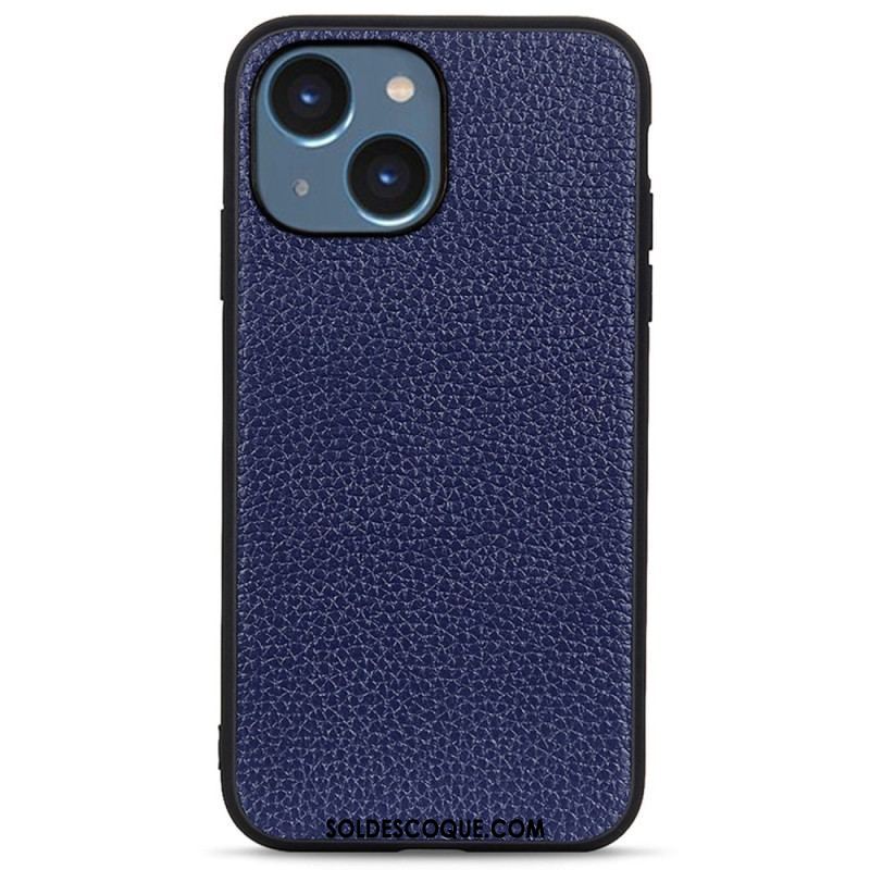 Coque iPhone 14 Plus Cuir Litchi Véritable