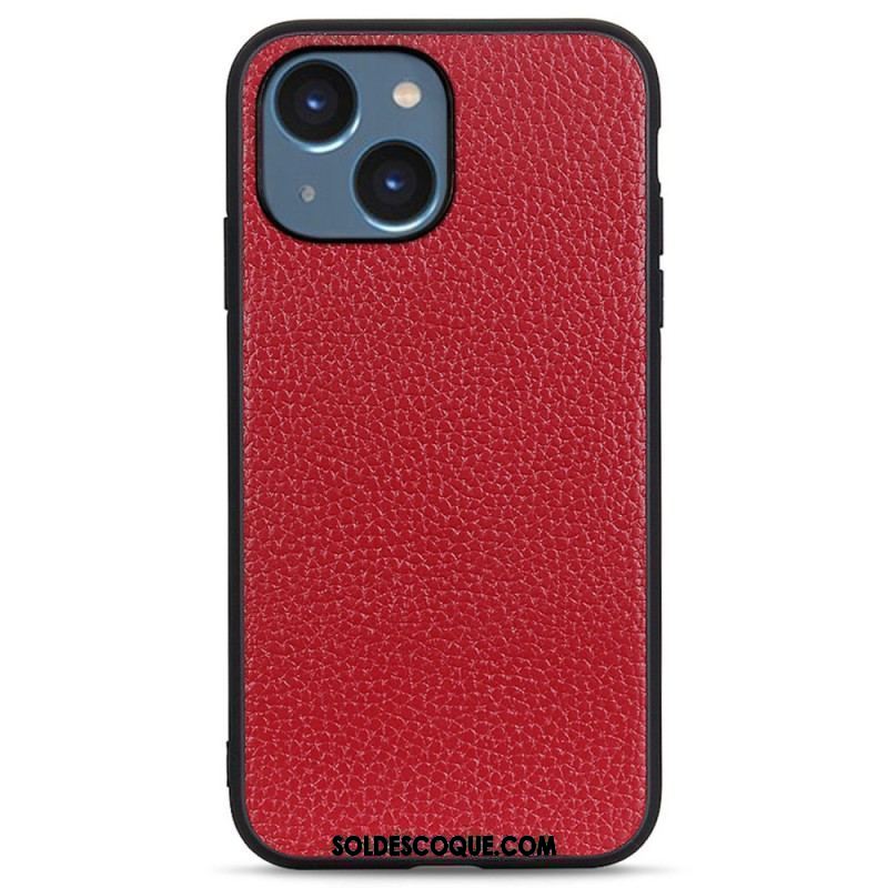 Coque iPhone 14 Plus Cuir Litchi Véritable