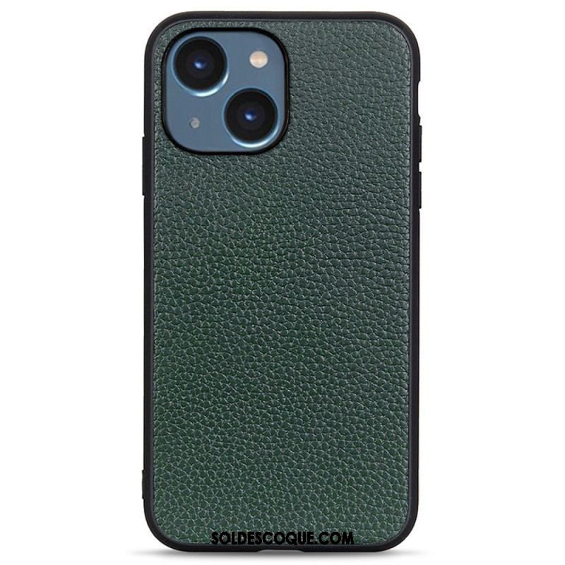 Coque iPhone 14 Plus Cuir Litchi Véritable