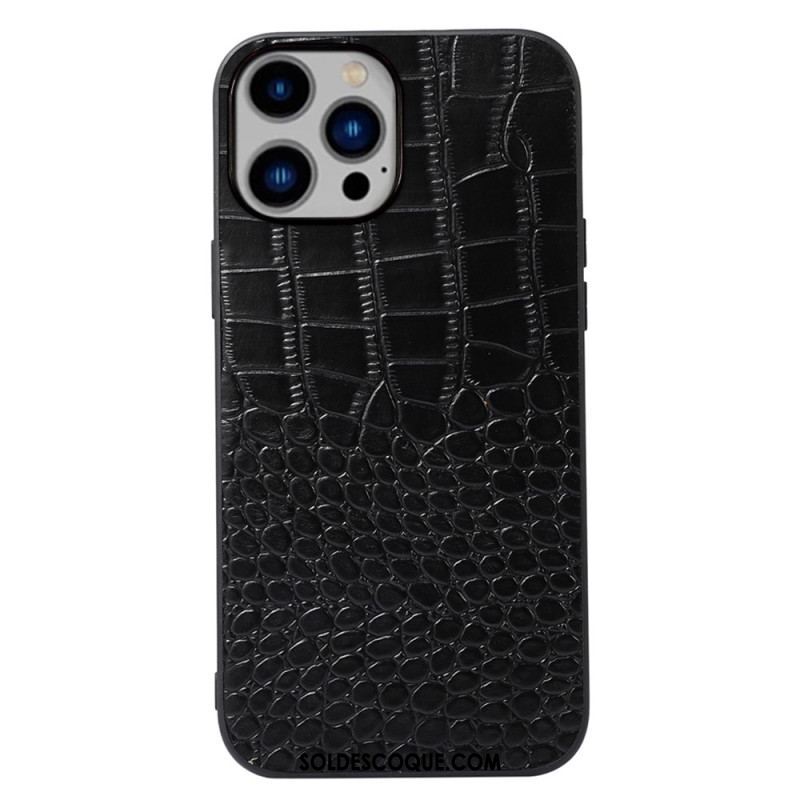 Coque iPhone 14 Plus Cuir Véritable Texture Crocodile