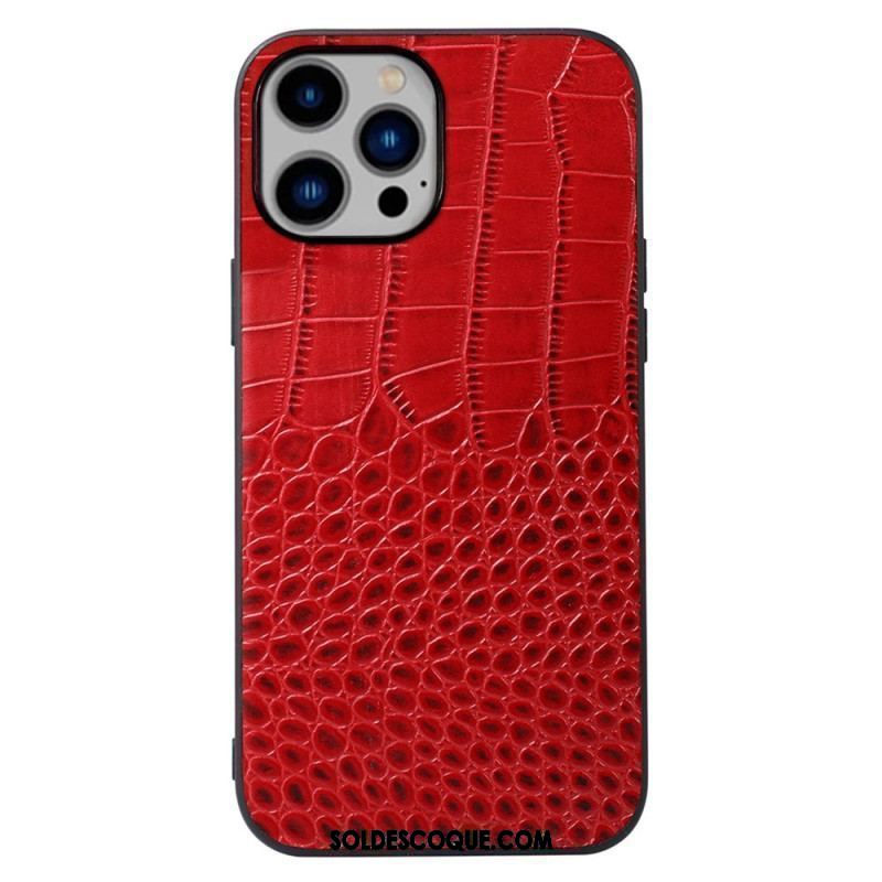 Coque iPhone 14 Plus Cuir Véritable Texture Crocodile