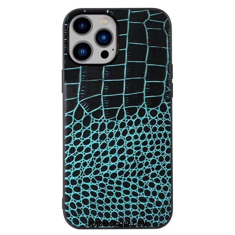 Coque iPhone 14 Plus Cuir Véritable Texture Crocodile