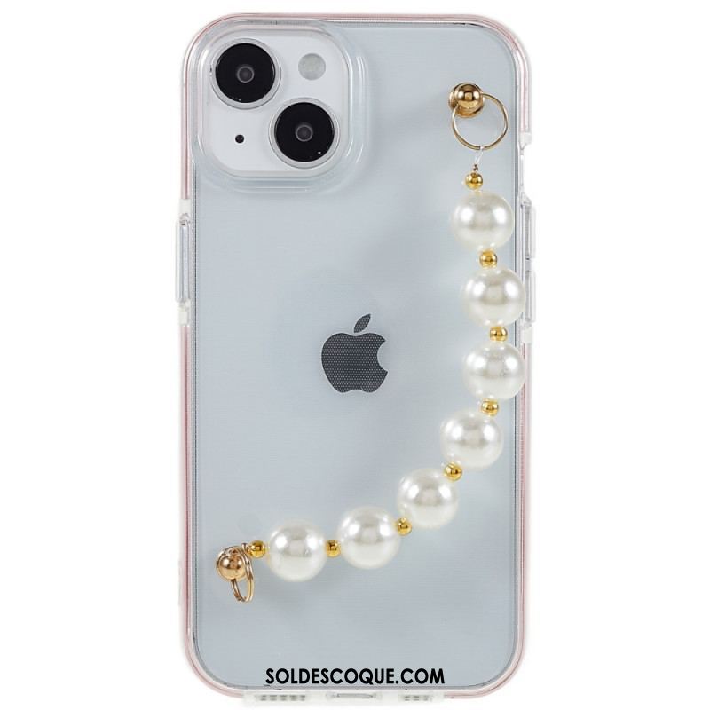 Coque iPhone 14 Plus Silicone Bracelet Perles