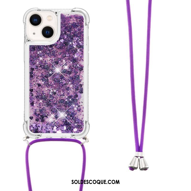 Coque iPhone 14 Plus à Cordon Paillettes