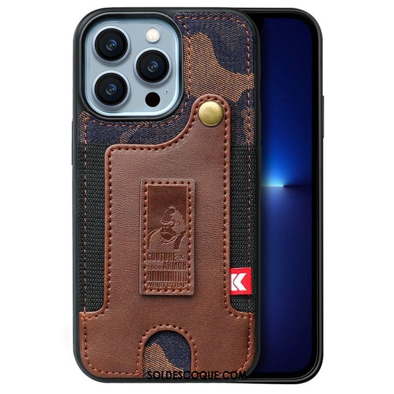 Coque iPhone 14 Porte-Cartes et Sangle Jeans