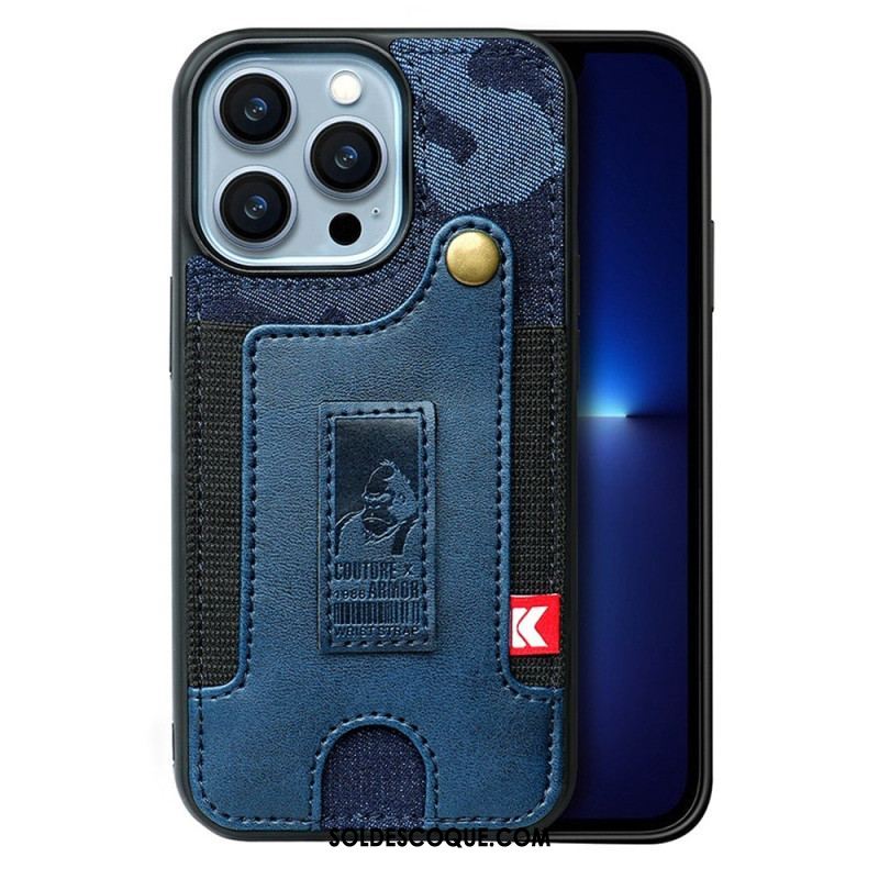 Coque iPhone 14 Porte-Cartes et Sangle Jeans