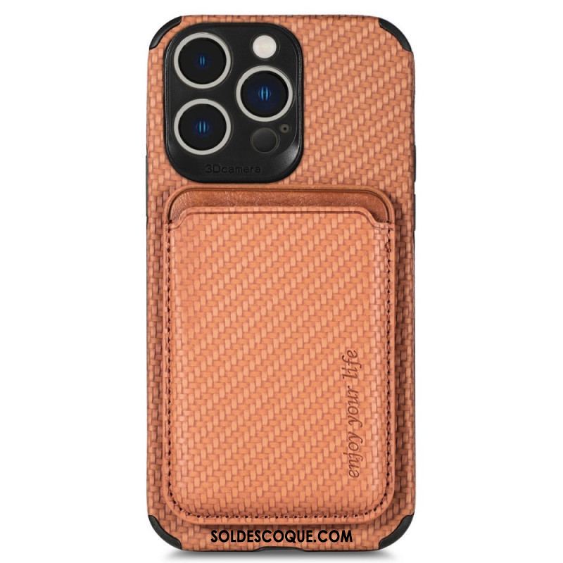 Coque iPhone 14 Pro Fibre de Carbone et Portefeuille Magnétique