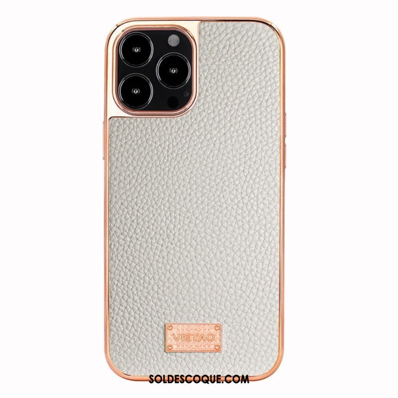 Coque iPhone 14 Pro Max Simili Cuir Litchi VIETAO