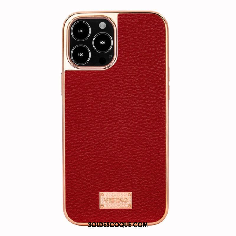 Coque iPhone 14 Pro Max Simili Cuir Litchi VIETAO