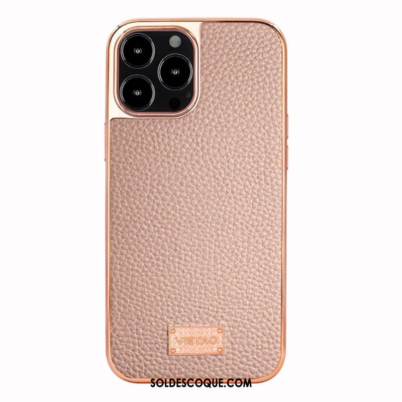 Coque iPhone 14 Pro Max Simili Cuir Litchi VIETAO