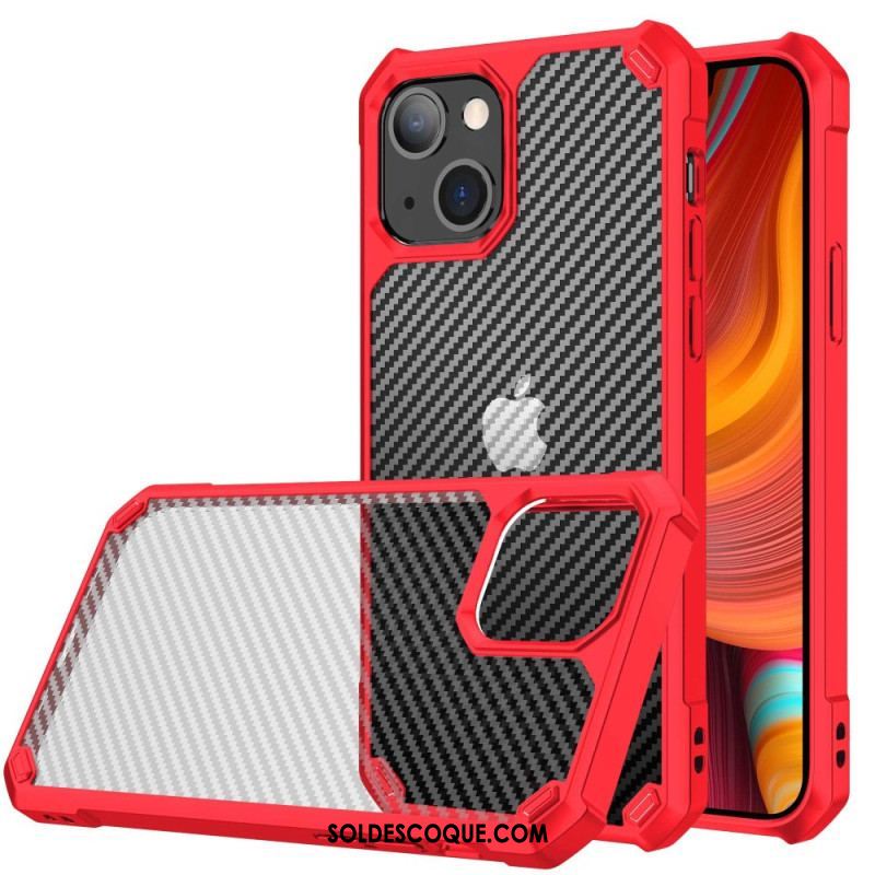 Coque iPhone 14 Transparente Texture Fibre Carbone