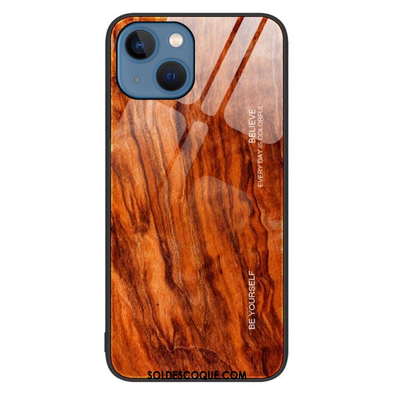 Coque iPhone 14 Verre Trempé Design Bois