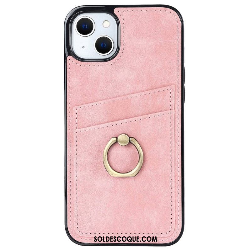 Coque iPhone 14 Vintage Anneau-Support et Porte-Cartes