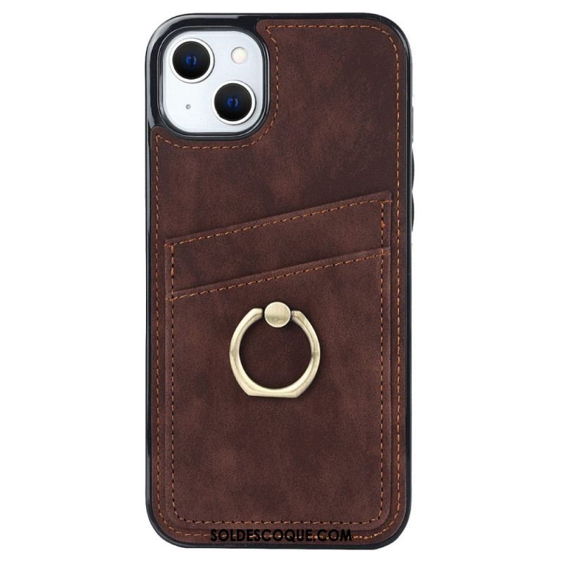 Coque iPhone 14 Vintage Anneau-Support et Porte-Cartes