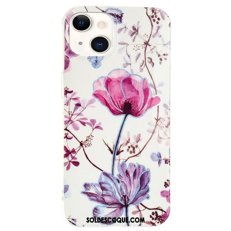 Coque iPhone 15 Plus Marbre Floral