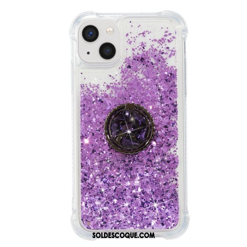 Coque iPhone 15 Plus Paillettes avec Anneau-Support