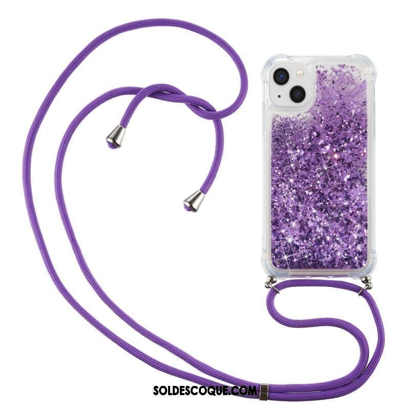 Coque iPhone 15 Plus à Cordon Paillettes