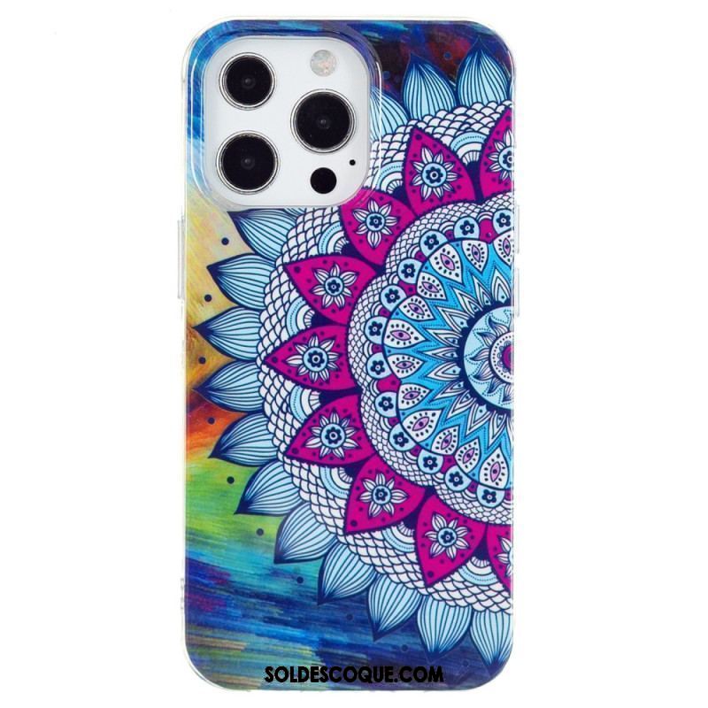 Coque iPhone 15 Pro Fluorescente Mandala