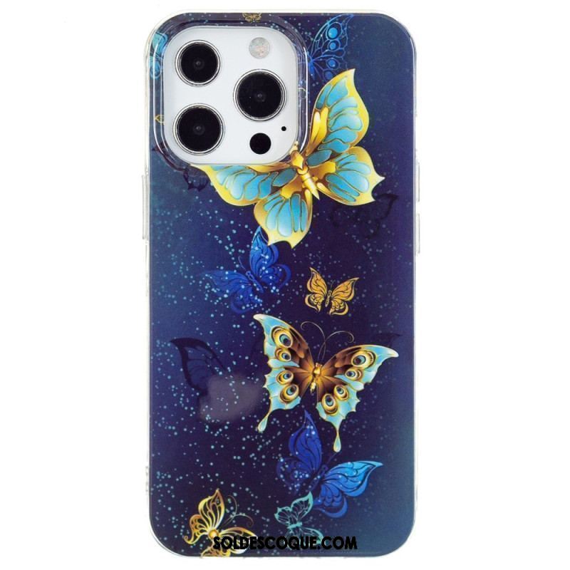 Coque iPhone 15 Pro Fluorescente Papillons