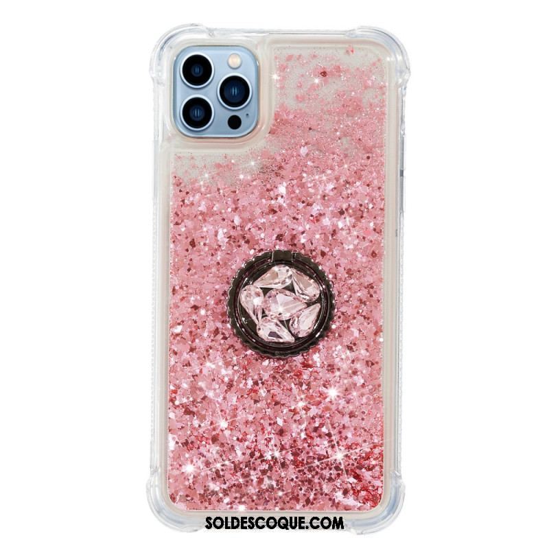 Coque iPhone 15 Pro Max Paillettes avec Anneau-Support