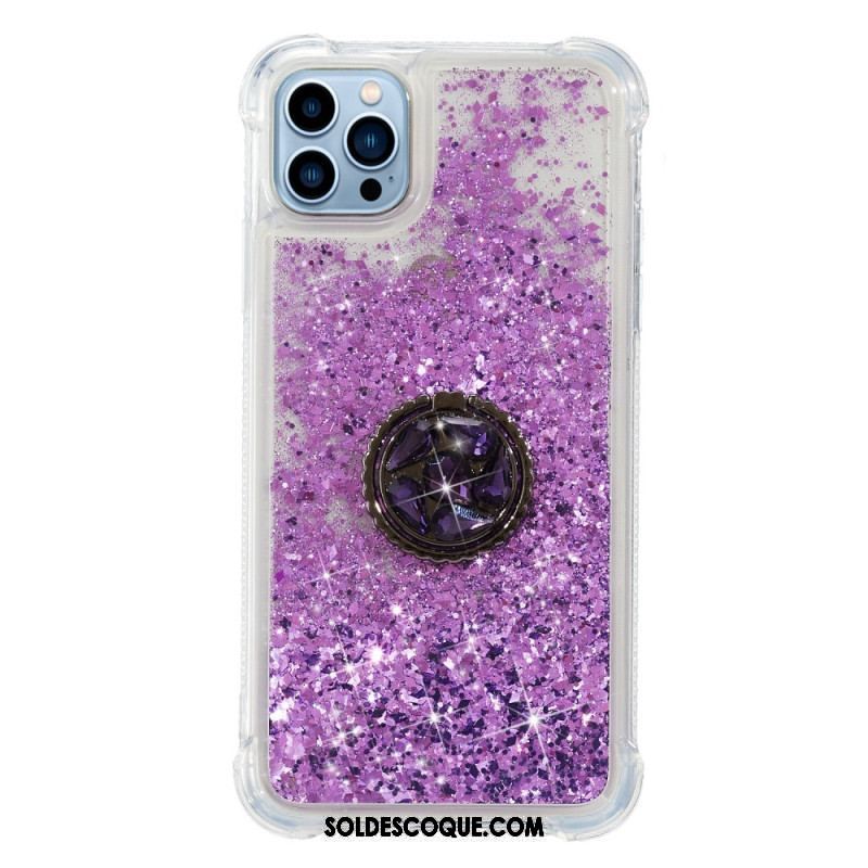 Coque iPhone 15 Pro Max Paillettes avec Anneau-Support