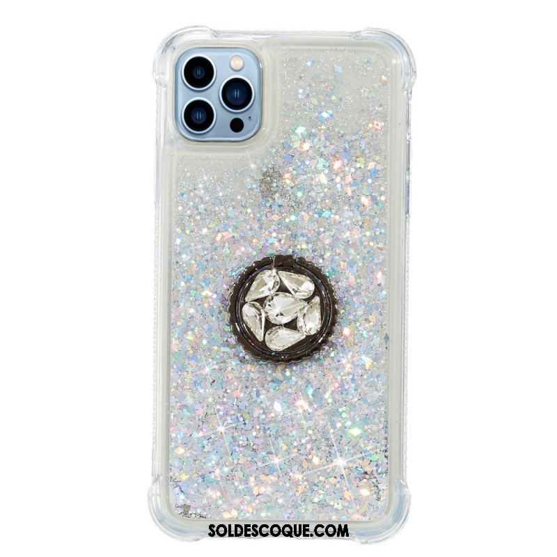 Coque iPhone 15 Pro Max Paillettes avec Anneau-Support