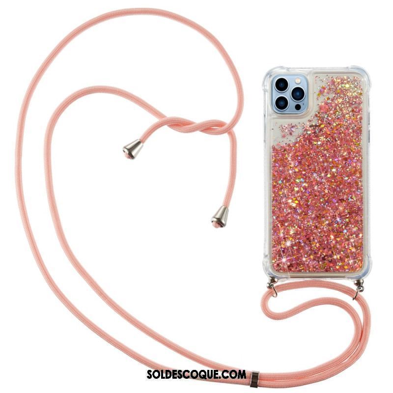 Coque iPhone 15 Pro Max à Cordon Paillettes