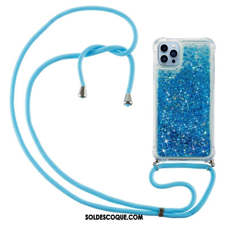 Coque iPhone 15 Pro à Cordon Paillettes