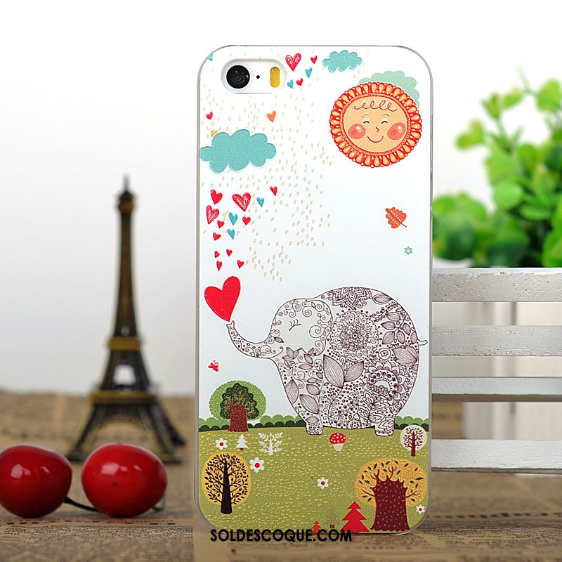 Coque iPhone 5 / 5s Blanc Dimensionnel Étui Difficile Gaufrage Soldes