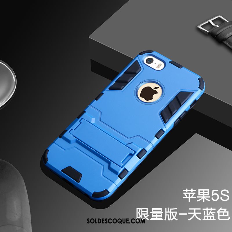 Coque iPhone 5 / 5s Difficile Bleu Protection Tout Compris Silicone Soldes