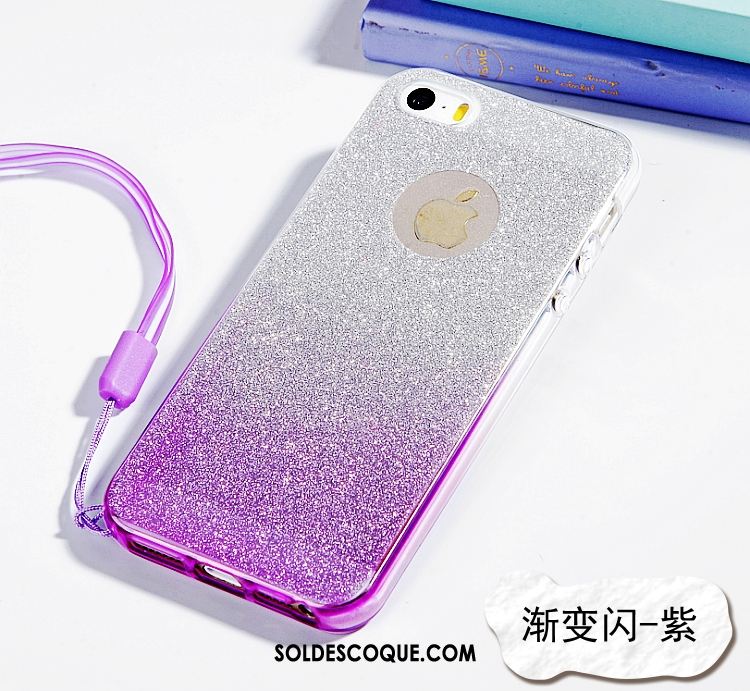 Coque iPhone 5 / 5s Fluide Doux Silicone Violet Téléphone Portable Ornements Suspendus Housse En Ligne