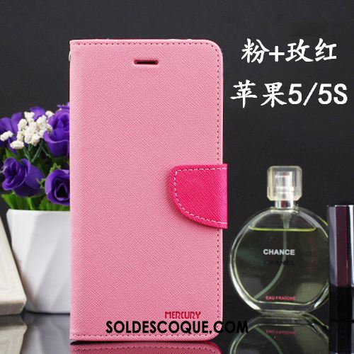 Coque iPhone 5 / 5s Incassable Protection Étui En Cuir Ornements Suspendus Rose Soldes