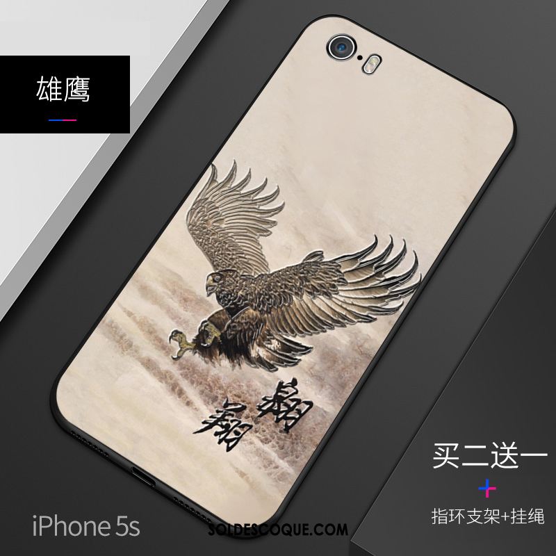 Coque iPhone 5 / 5s Incassable Style Chinois Gaufrage Silicone Étui Housse En Ligne