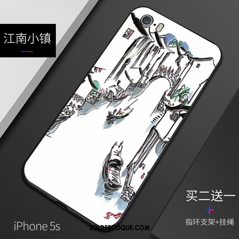 Coque iPhone 5 / 5s Incassable Style Chinois Gaufrage Silicone Étui Housse En Ligne