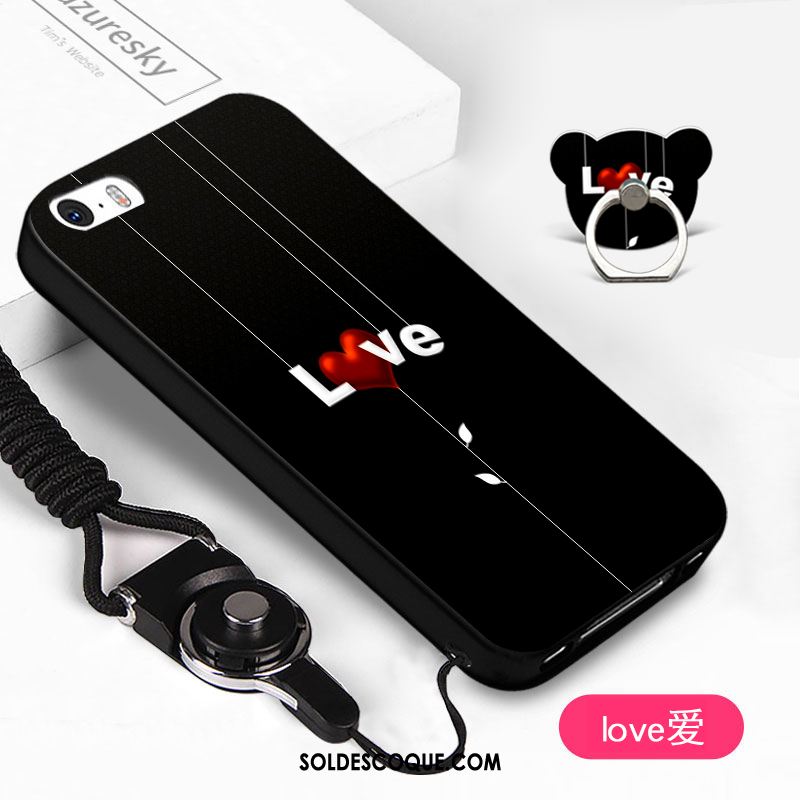 Coque iPhone 5 / 5s Noir Téléphone Portable Étui Incassable Simple Housse Pas Cher