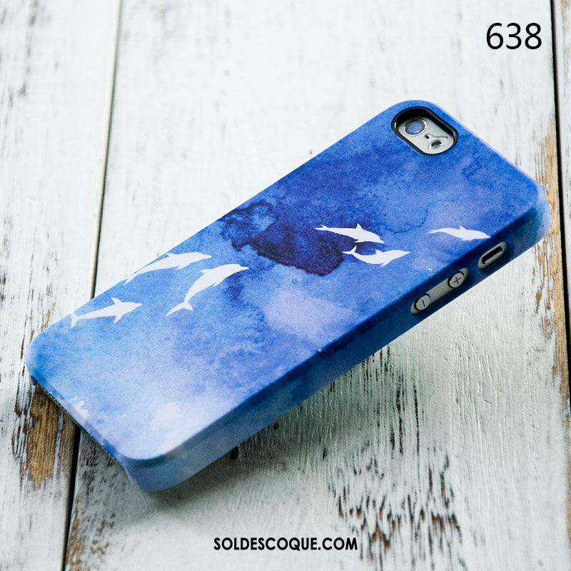 Coque iPhone 5 / 5s Téléphone Portable Bleu Étui Marque De Tendance Délavé En Daim Soldes