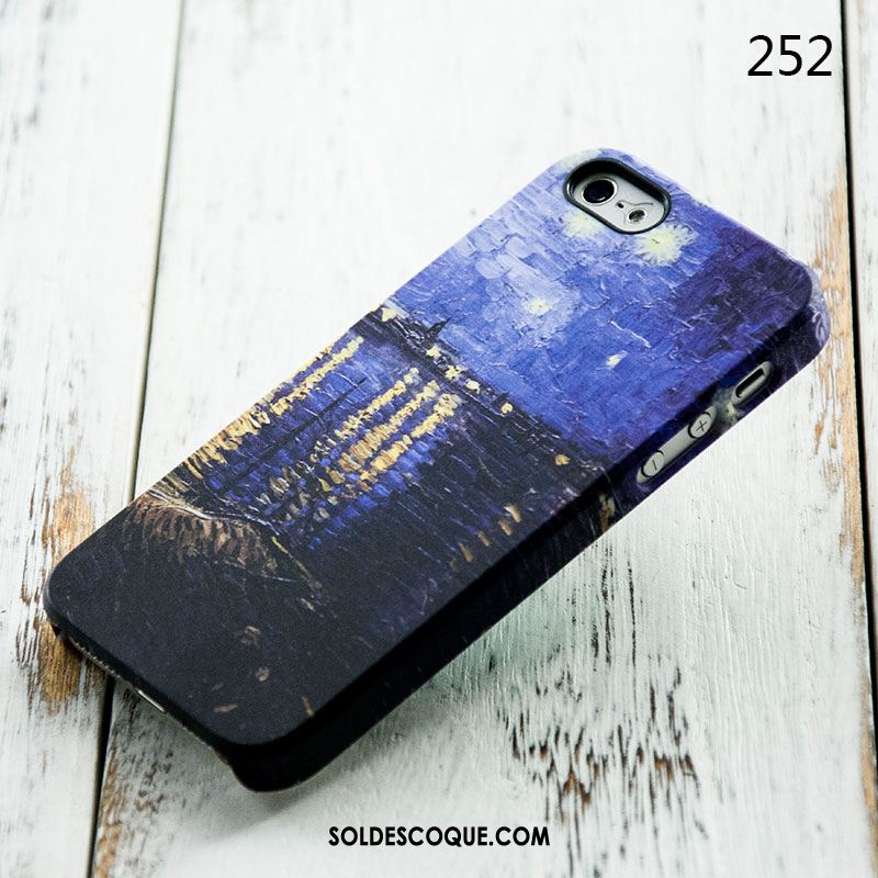 Coque iPhone 5 / 5s Téléphone Portable Bleu Étui Marque De Tendance Délavé En Daim Soldes