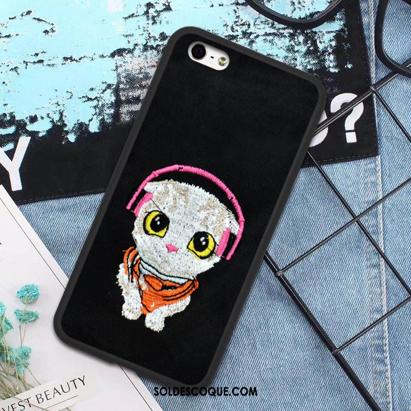 Coque iPhone 5 / 5s Téléphone Portable Charmant Broderie Créatif Noir En Vente