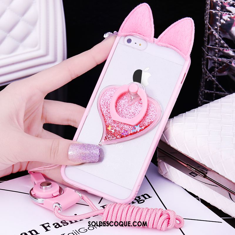 Coque iPhone 5 / 5s Téléphone Portable Pompon Fluide Doux Rose Étui Pas Cher
