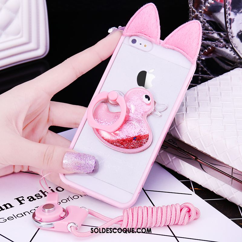 Coque iPhone 5 / 5s Téléphone Portable Pompon Fluide Doux Rose Étui Pas Cher