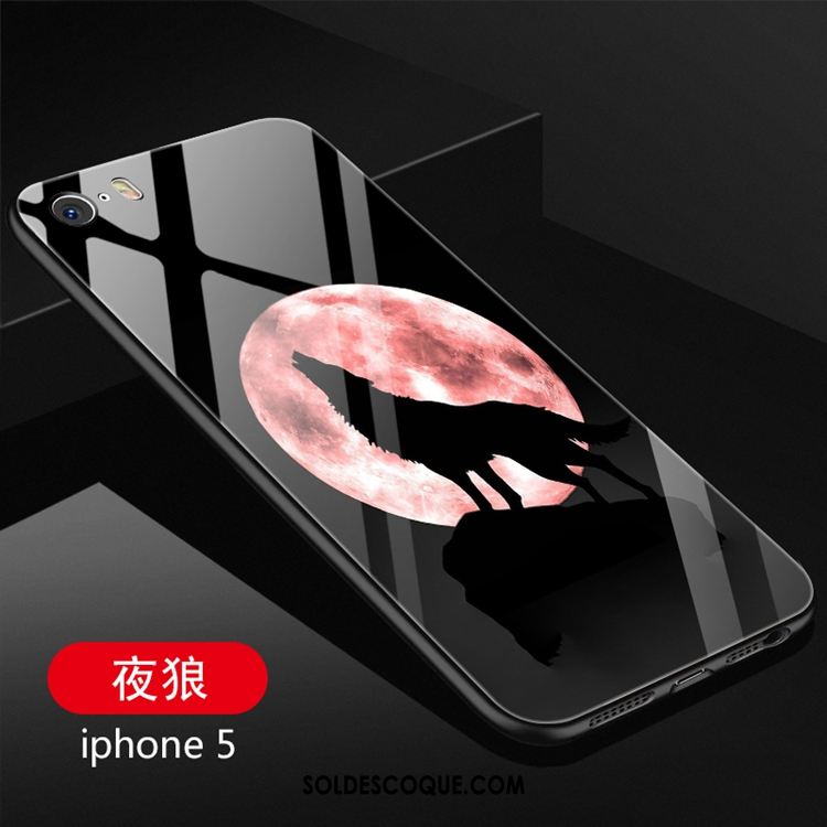 Coque iPhone 5 / 5s Verre Dessin Animé Étui Marque De Tendance Téléphone Portable En Ligne