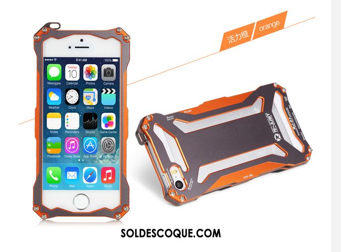 Coque iPhone 5c Incassable Border Étui Orange Métal Pas Cher