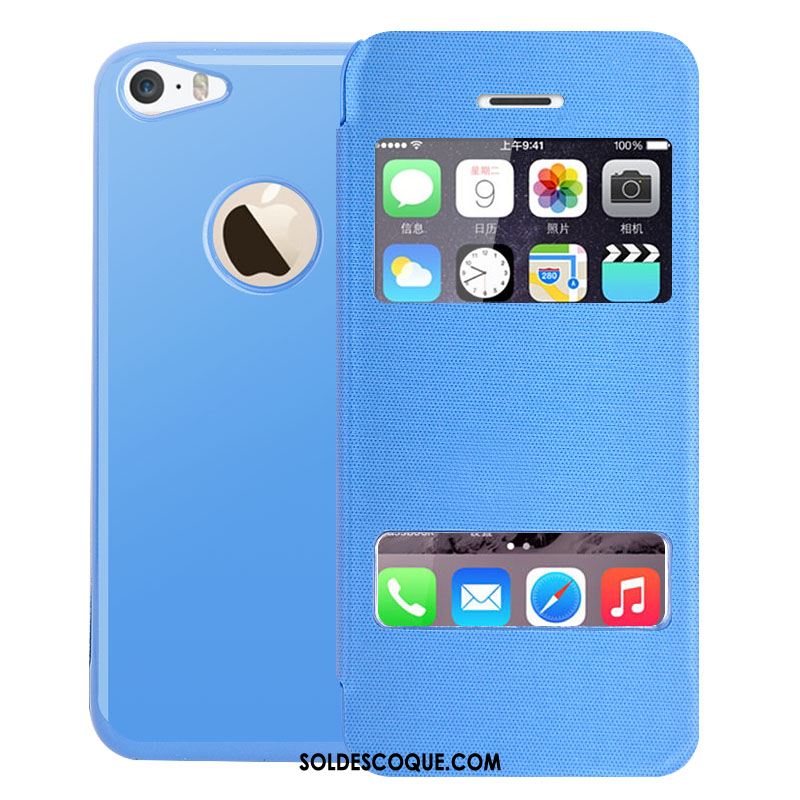 Coque iPhone 5c Protection Étui Clamshell Étui En Cuir Ouvrir La Fenêtre Pas Cher